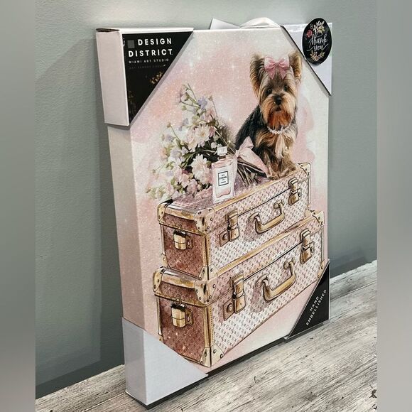 Louis Vuitton Luggage Yorkie Dog picture Home Decor District Art Studio NWT - Picture 2 of 7